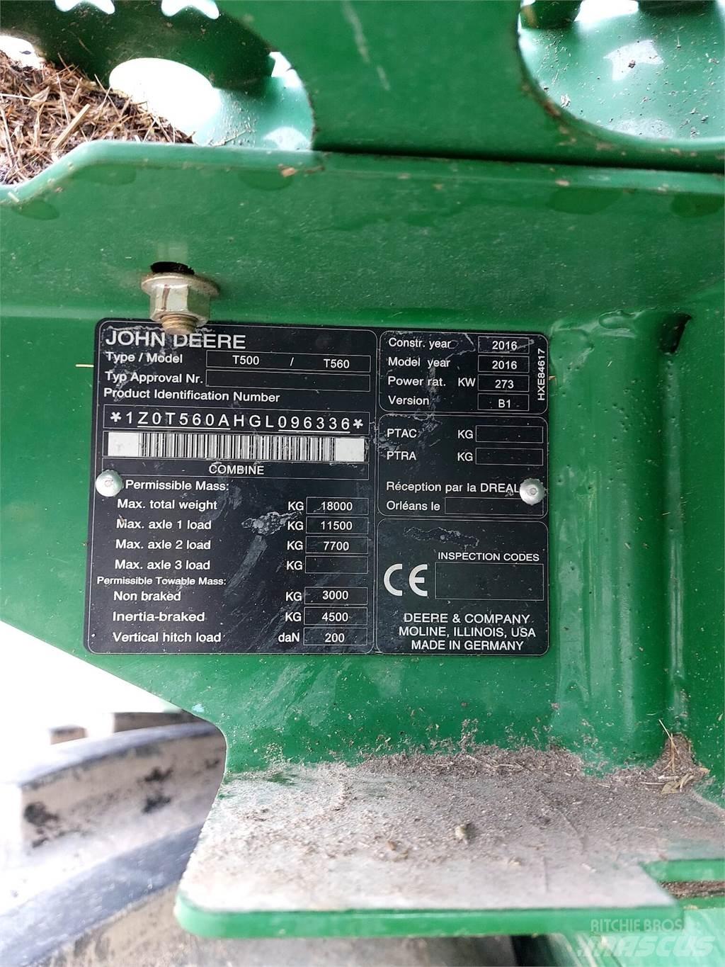 John Deere T560 Skurtreskere