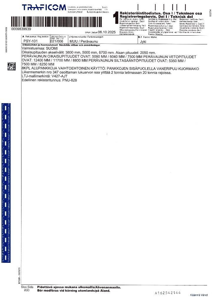 Jyki V427-AJT Tømmerhengere