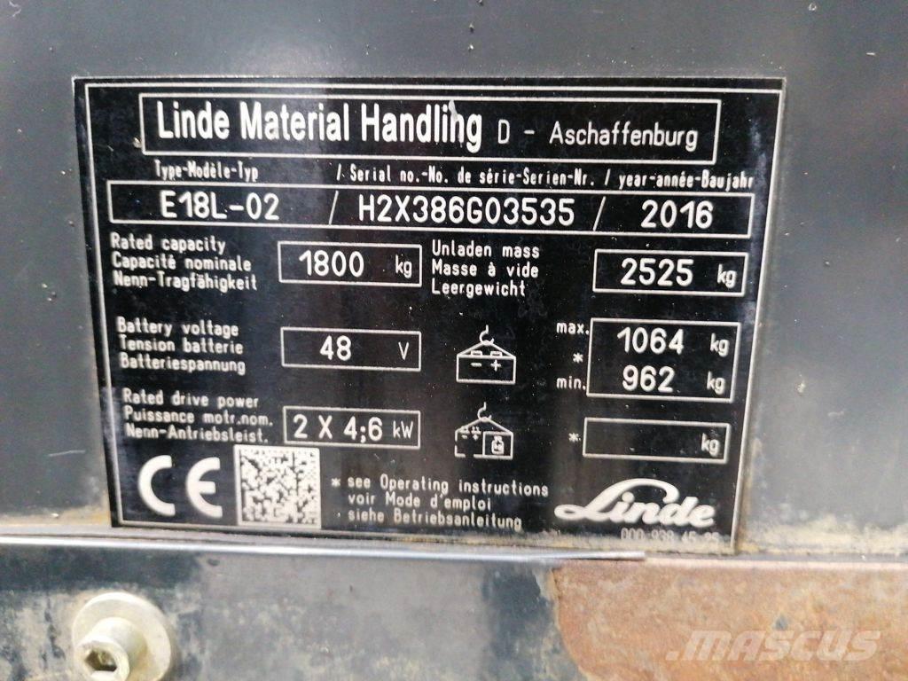 Linde E18L-02 Elektriske trucker