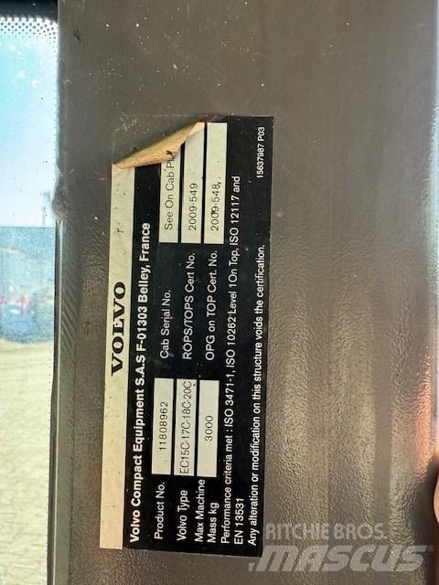 Volvo EC15 C CAB Førerhus og Interiør