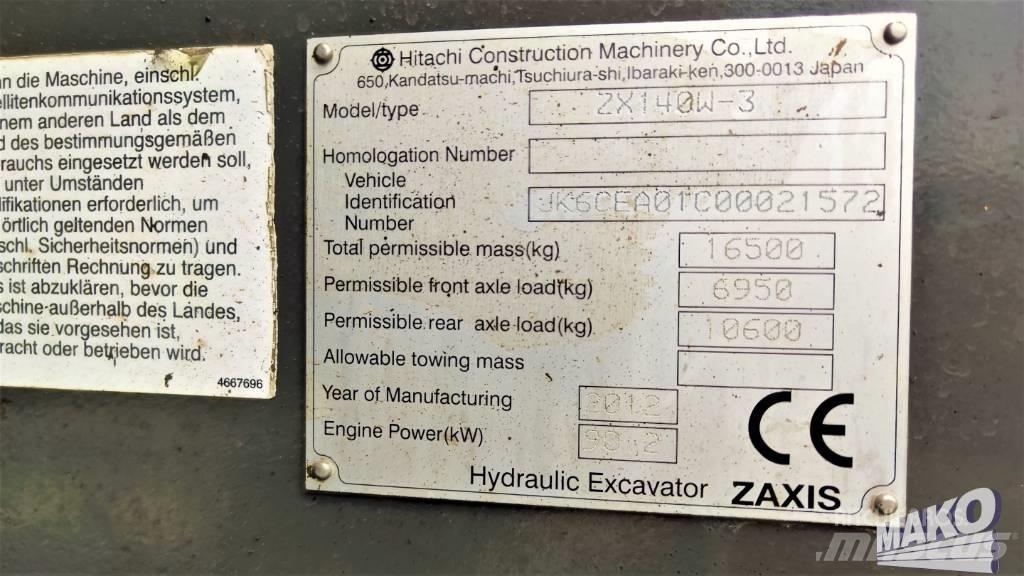 Hitachi ZX 140 W-3 Hjulgravere