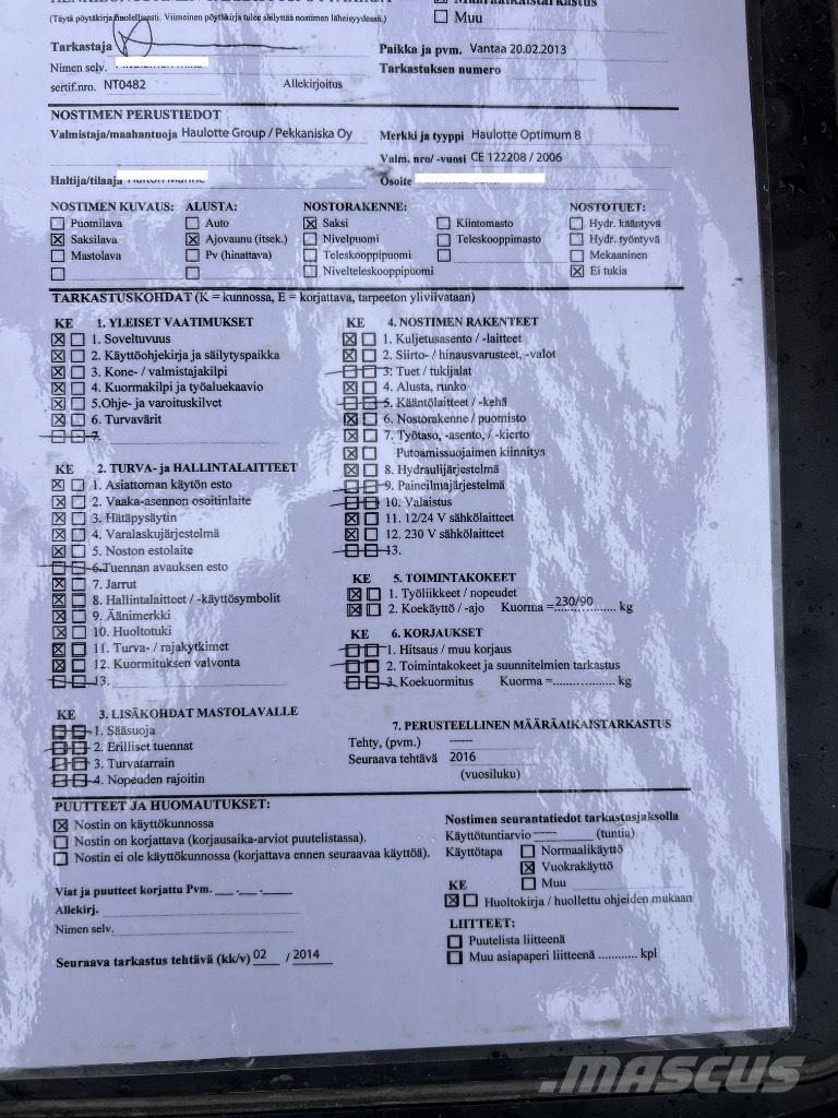 Haulotte Optimum  8 Sakselifter