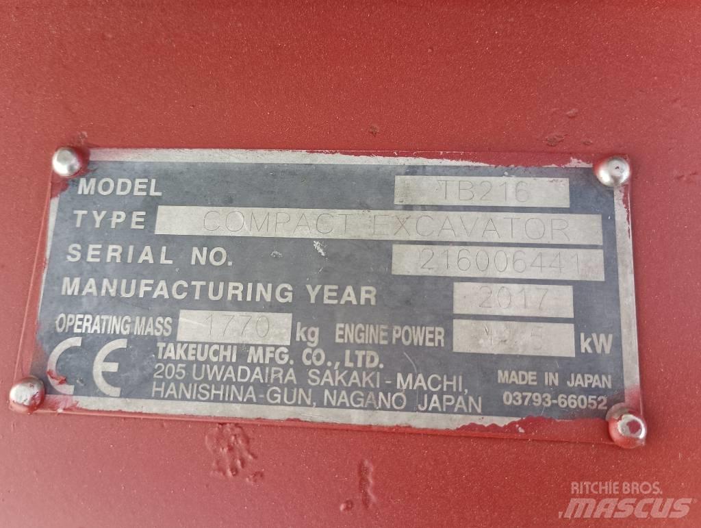 Takeuchi TB 216 Minigravere <7t