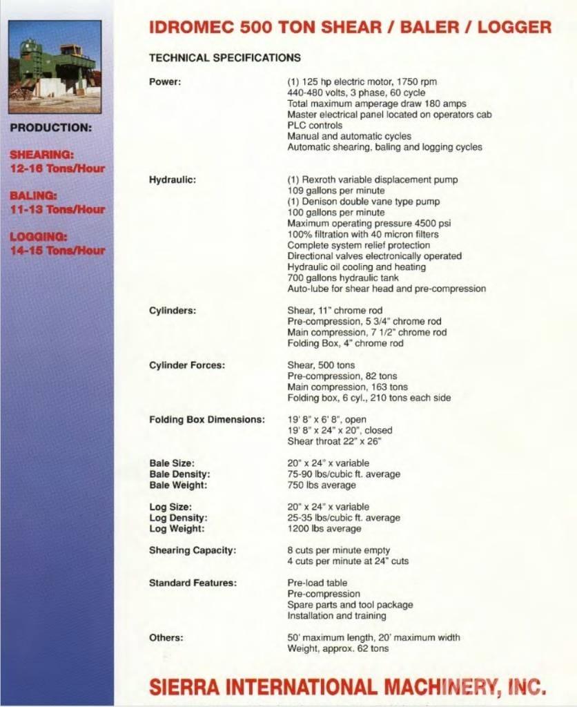  Sierra T500 Avfallskomprimatorer