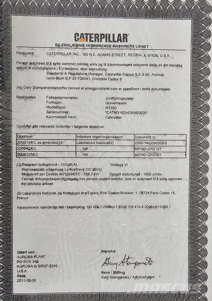 CAT M 316 D Hjulgravere