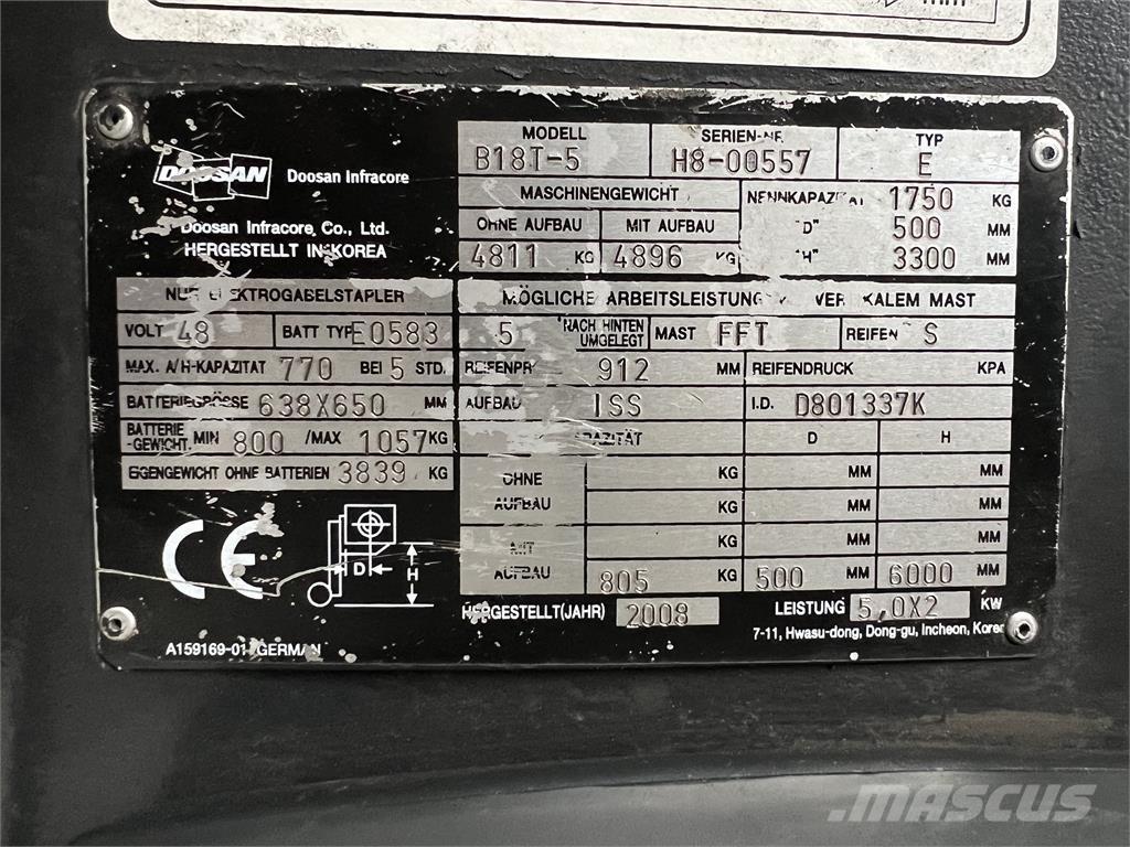 Doosan B18T-5 Elektriske trucker