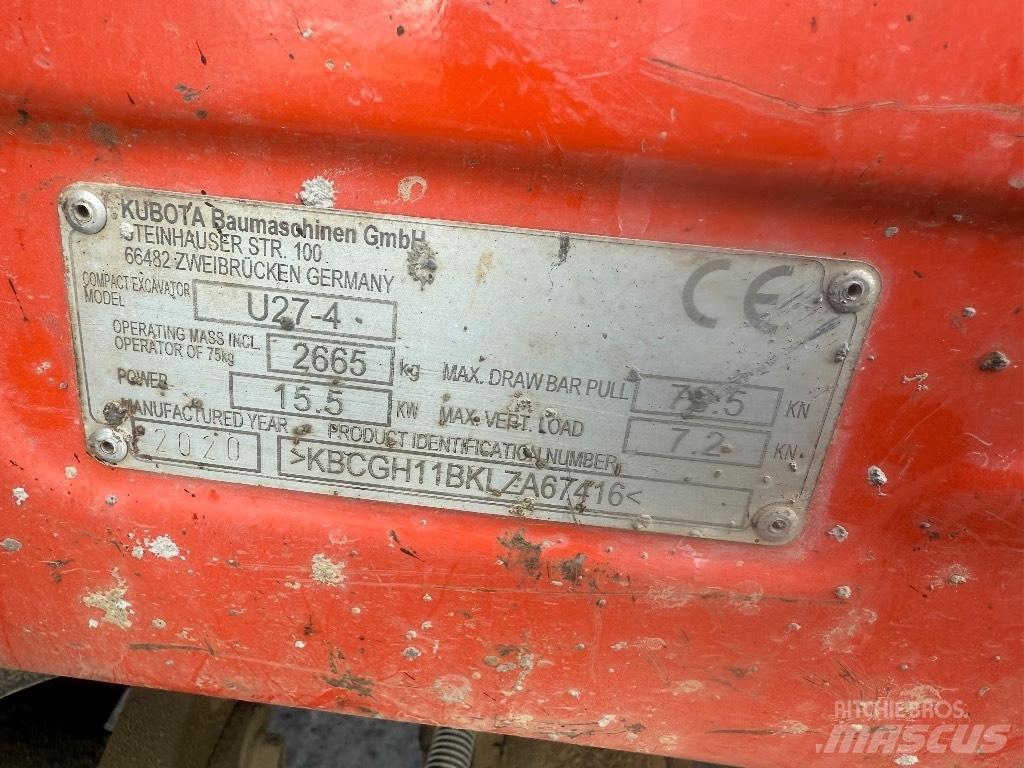 Kubota U 27-4 Minigravere <7t