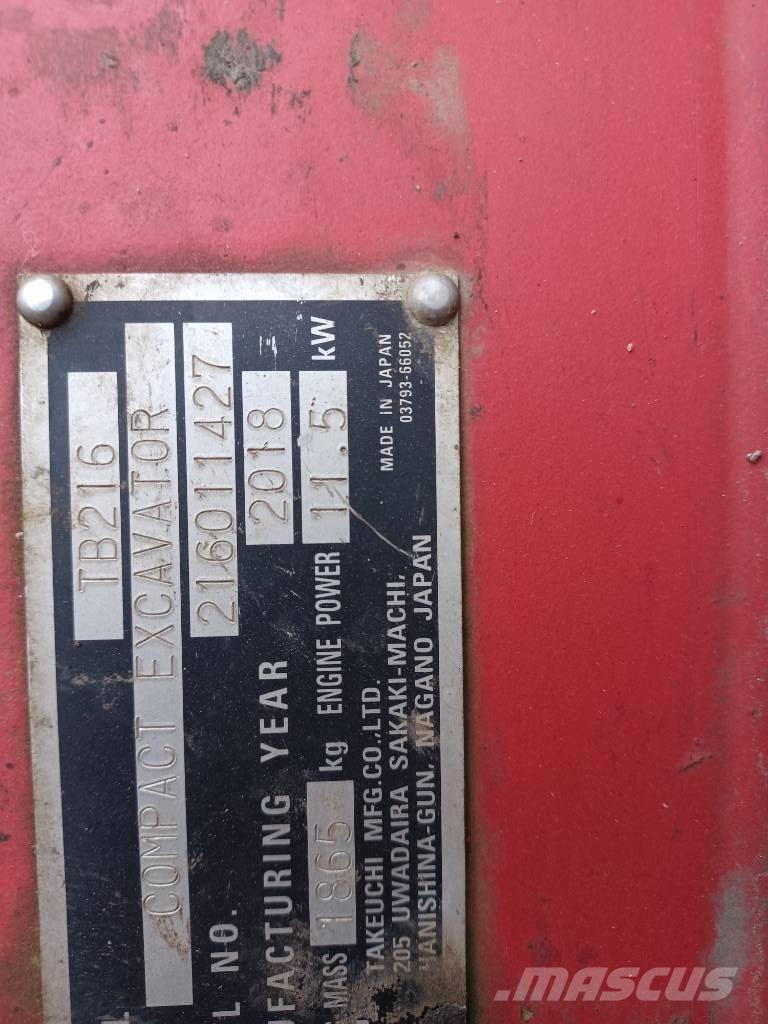 Takeuchi TB 216 Minigravere <7t
