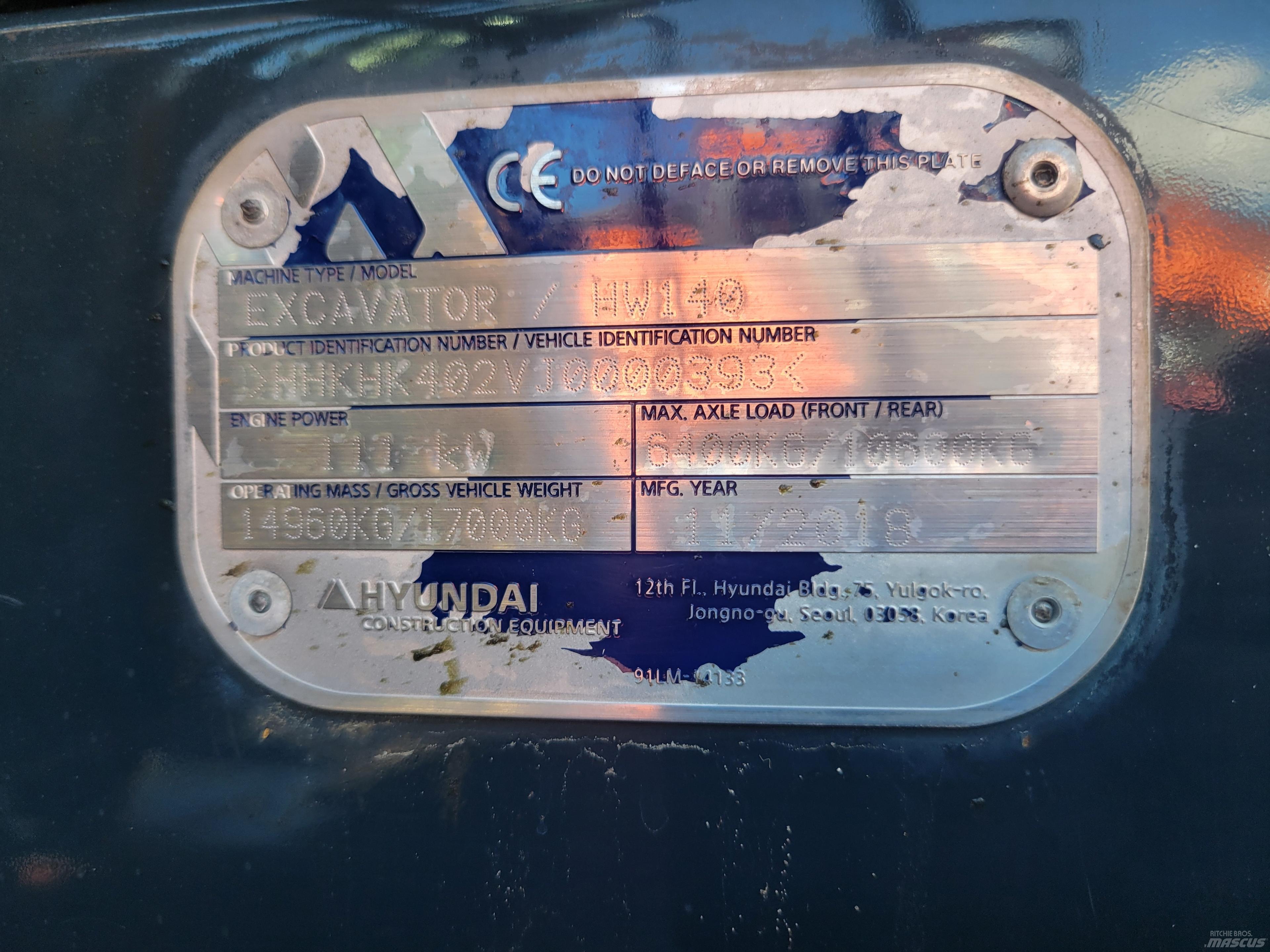 Hyundai HW140 Hjulgravere