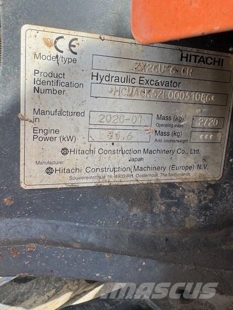 Hitachi ZX 26 U-6 CR Minigravere <7t