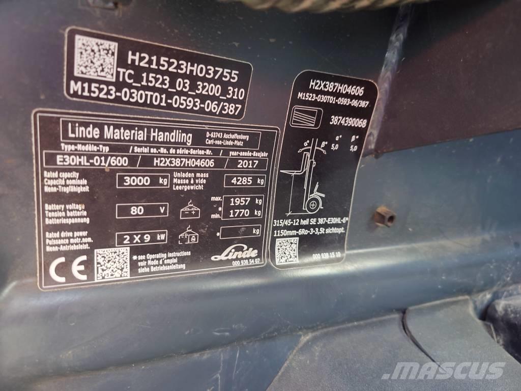 Linde E30/600HL/387 Elektriske trucker