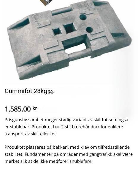  Skiltfot Andre komponenter
