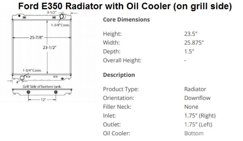 Ford E350 Radiatorer