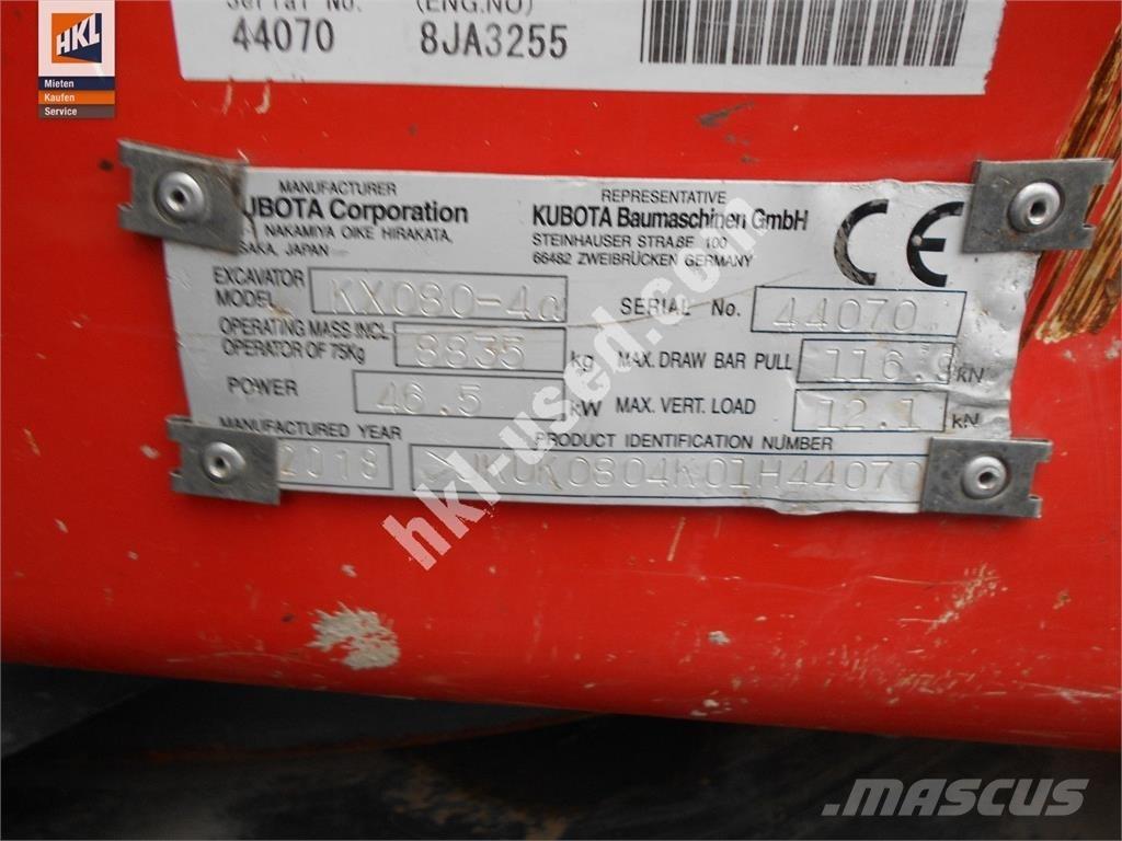 Kubota KX 080-4 Minigravere <7t