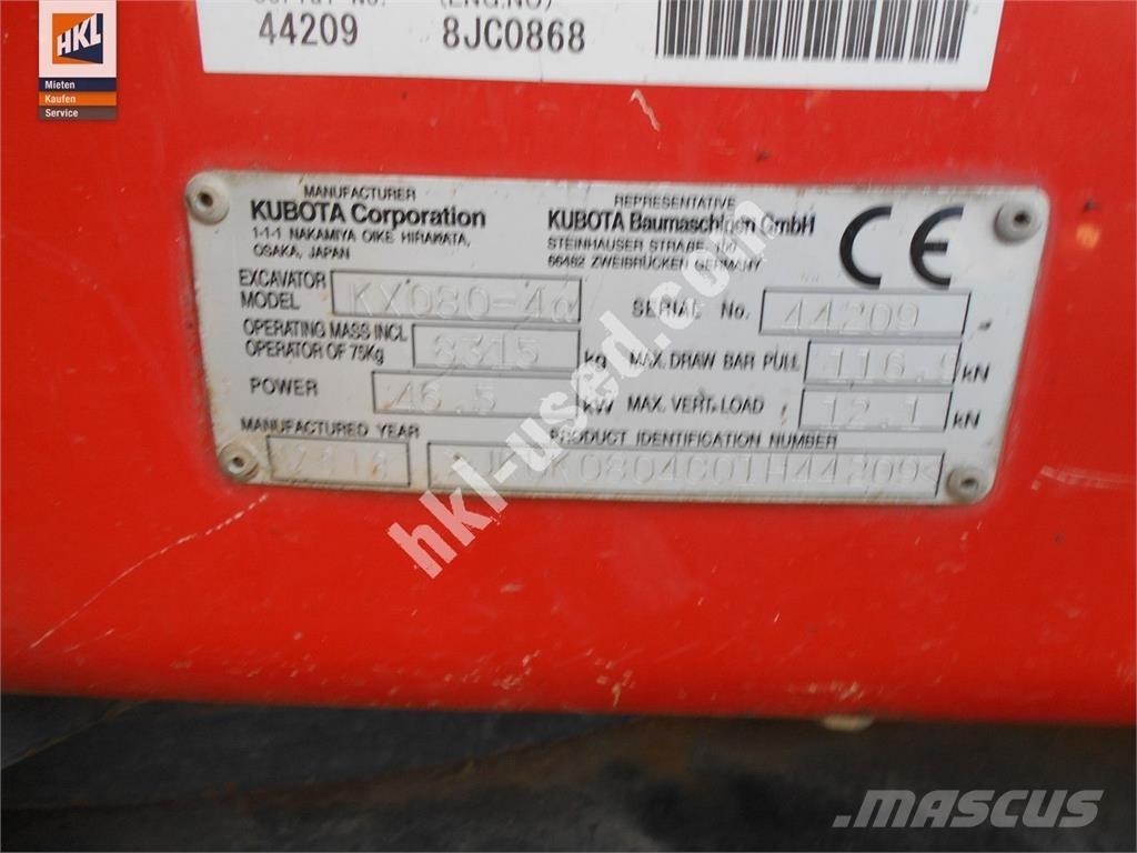 Kubota KX 080-4 Minigravere <7t