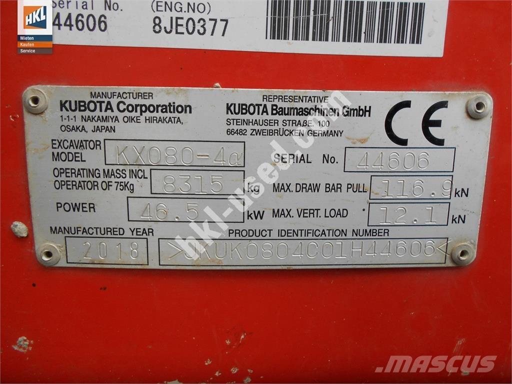 Kubota KX 080-4 Minigravere <7t