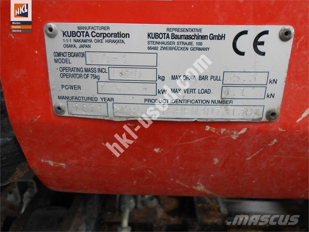 Kubota U 10-3 Minigravere <7t
