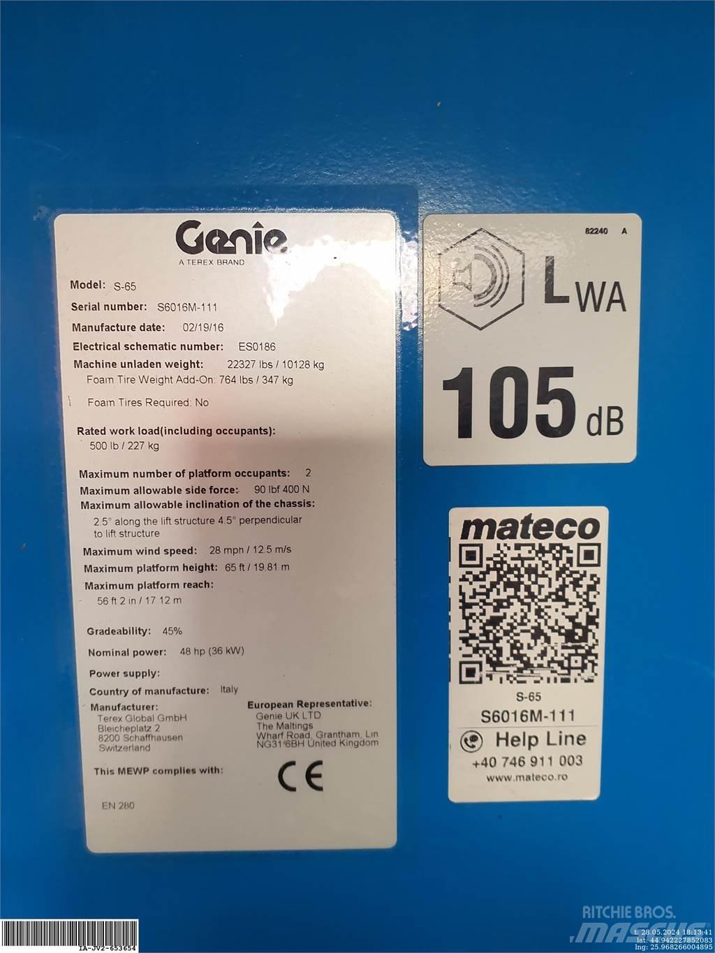 Genie S-65 Leddede bomlifter
