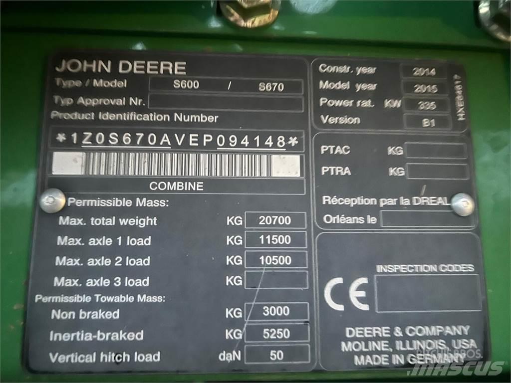 John Deere S670i Skurtreskere