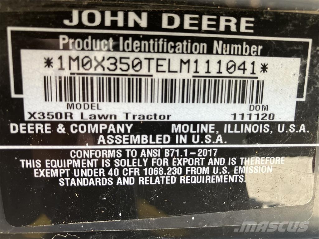 John Deere X 350R Park- og hagemaskiner - Annet