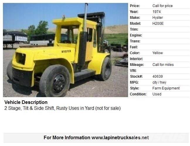 Hyster H200E Gaffeltrucker - Annet