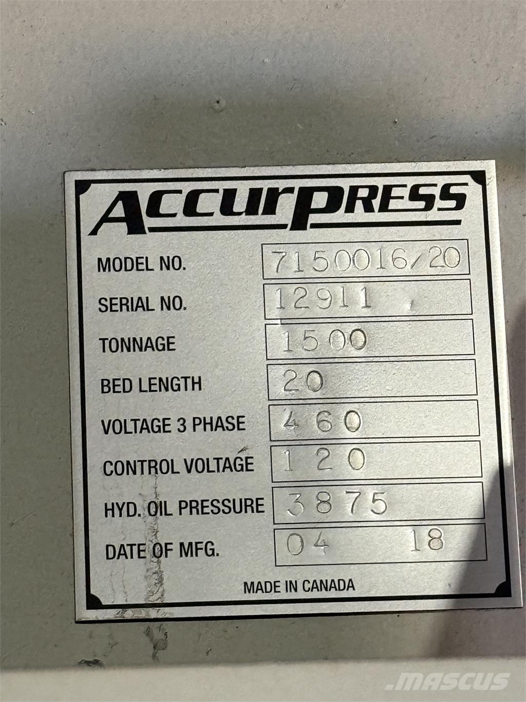  ACCURPRESS 7150016/20 Anlegg - Annet