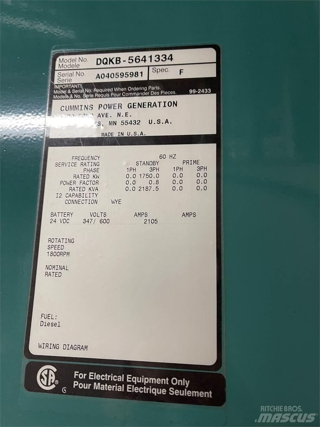 Cummins DQKB-5641334 Diesel Generatorer