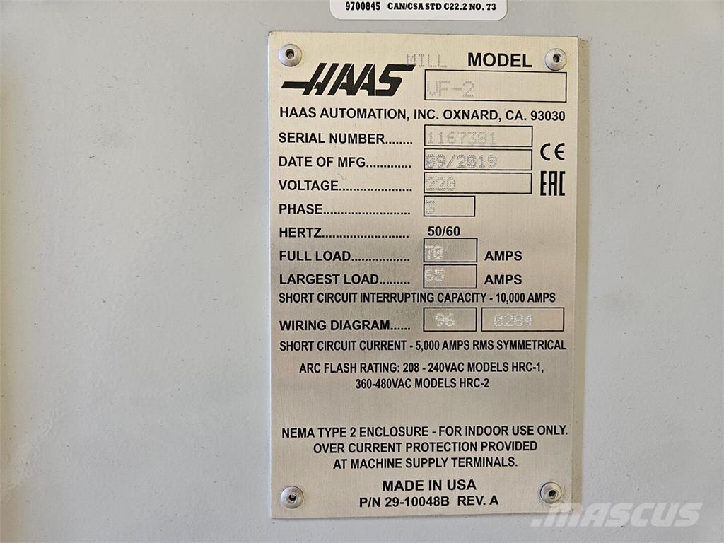 Haas VF-2 Anlegg - Annet