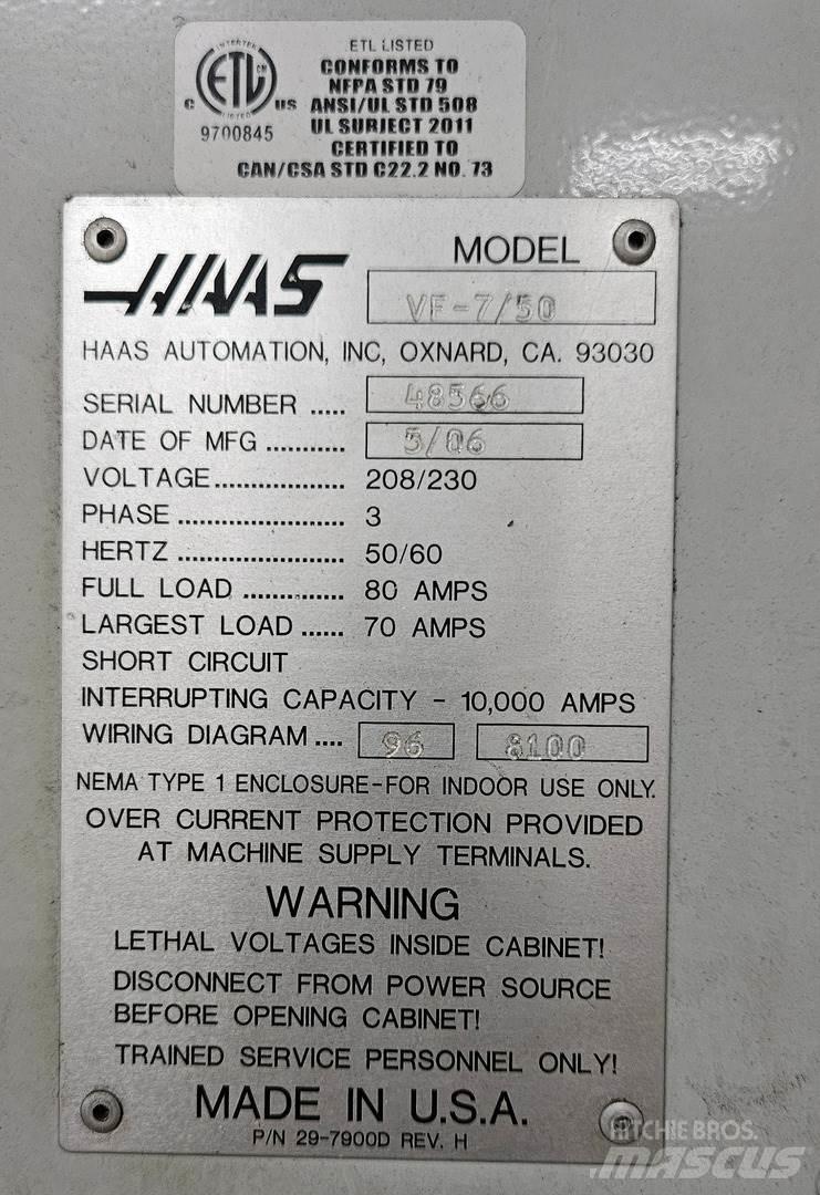 Haas VF-7/50 Anlegg - Annet