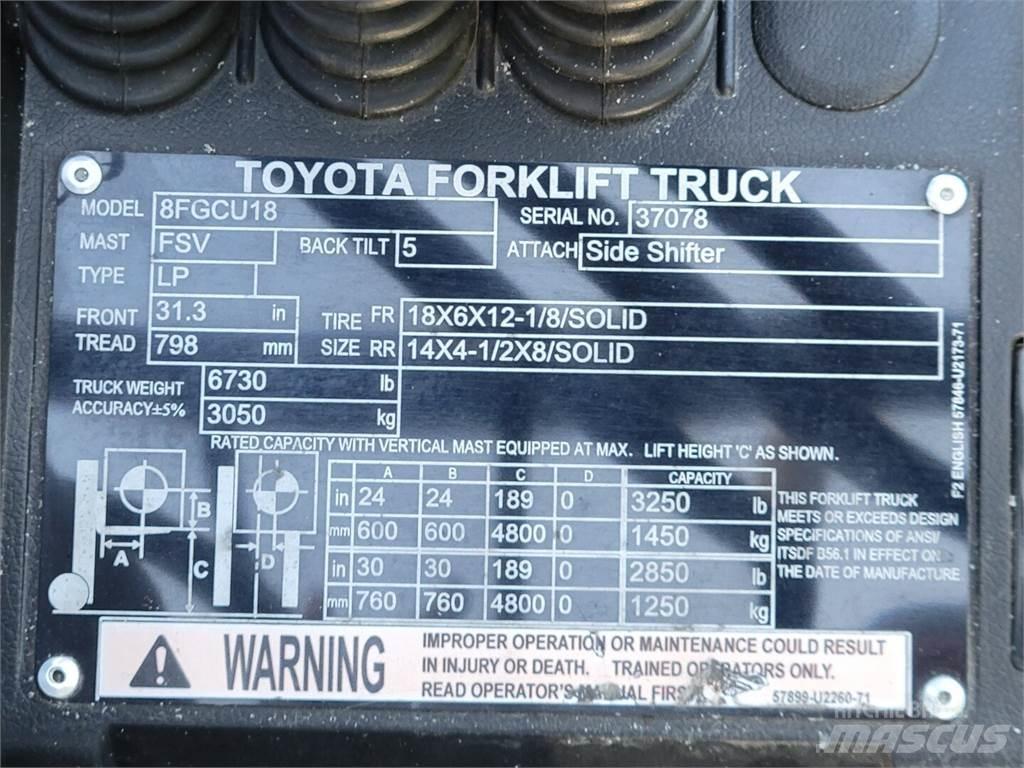 Toyota 8FGCU18 Anlegg - Annet