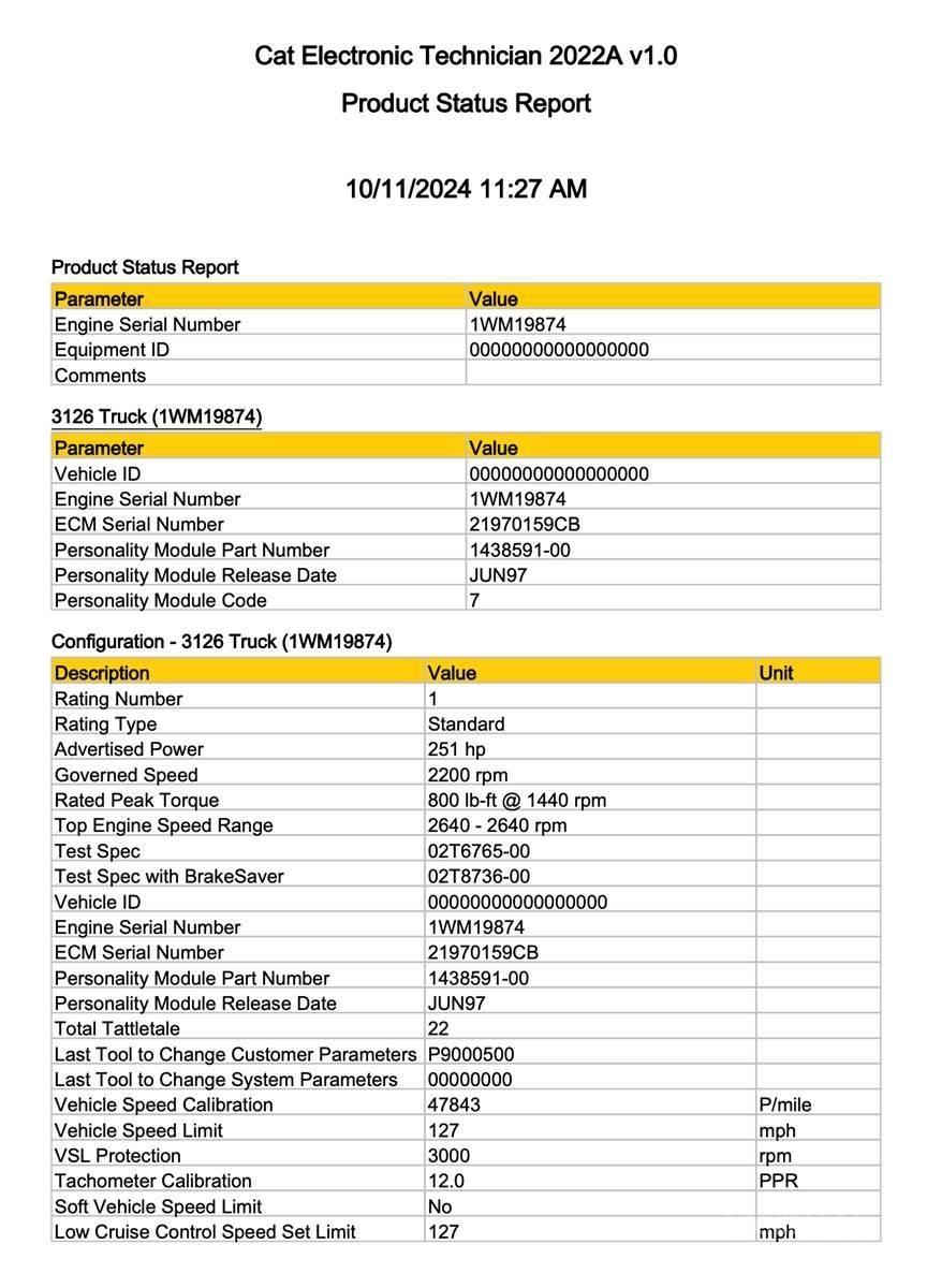 CAT 3126 Lys - Elektronikk