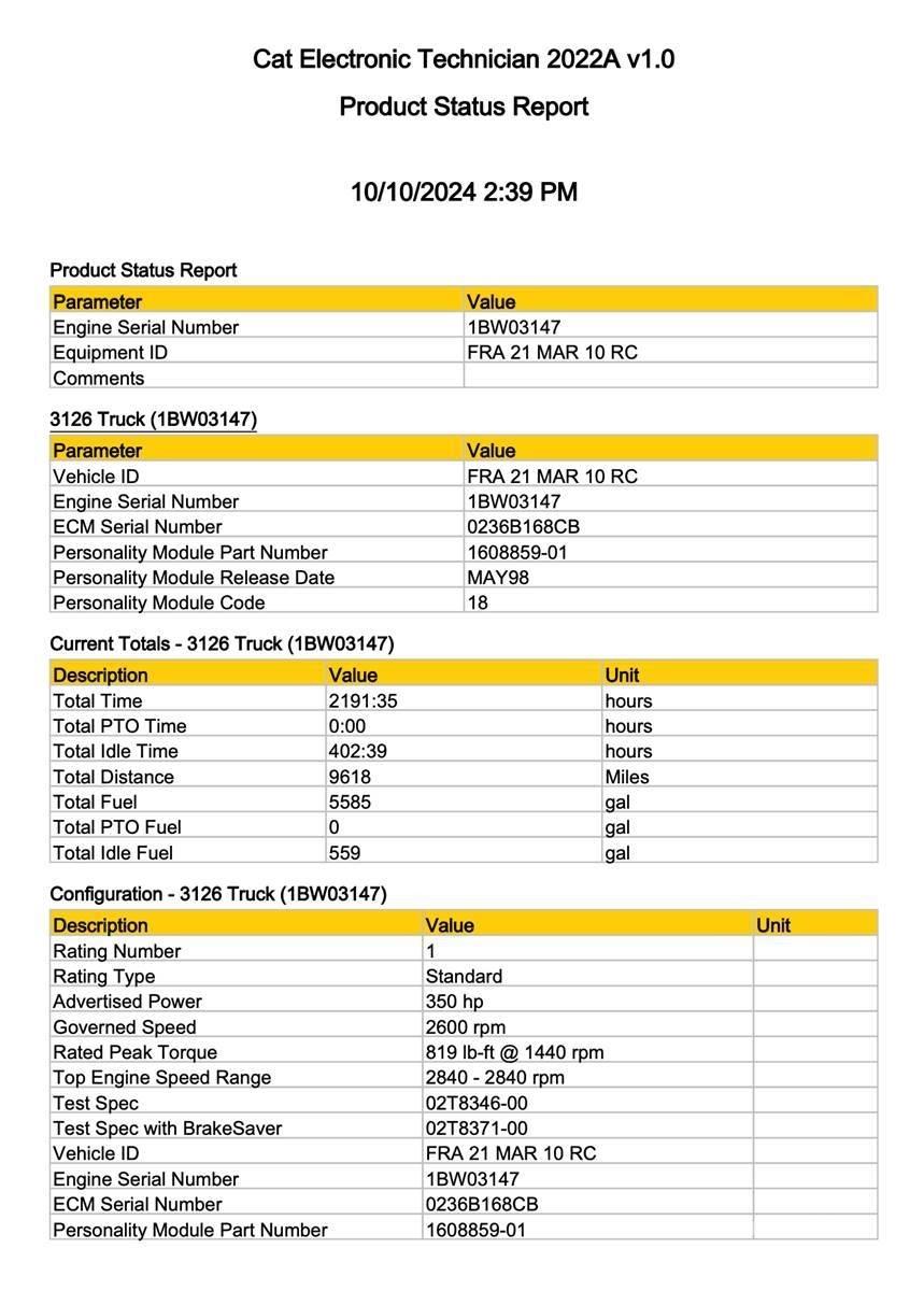 CAT 3126 Lys - Elektronikk