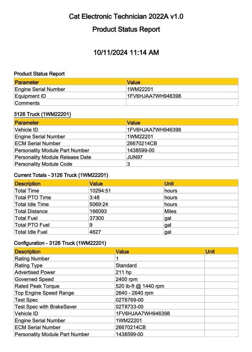 CAT 3126 Lys - Elektronikk