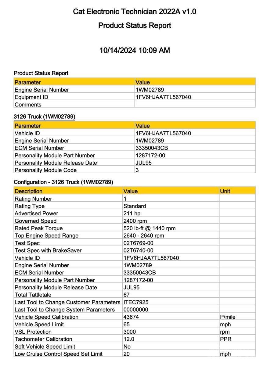 CAT 3126 Lys - Elektronikk
