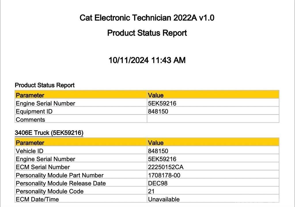 CAT 3406E Lys - Elektronikk