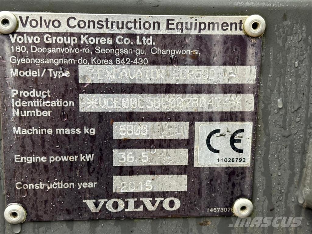 Volvo ECR 58 D Minigravere <7t