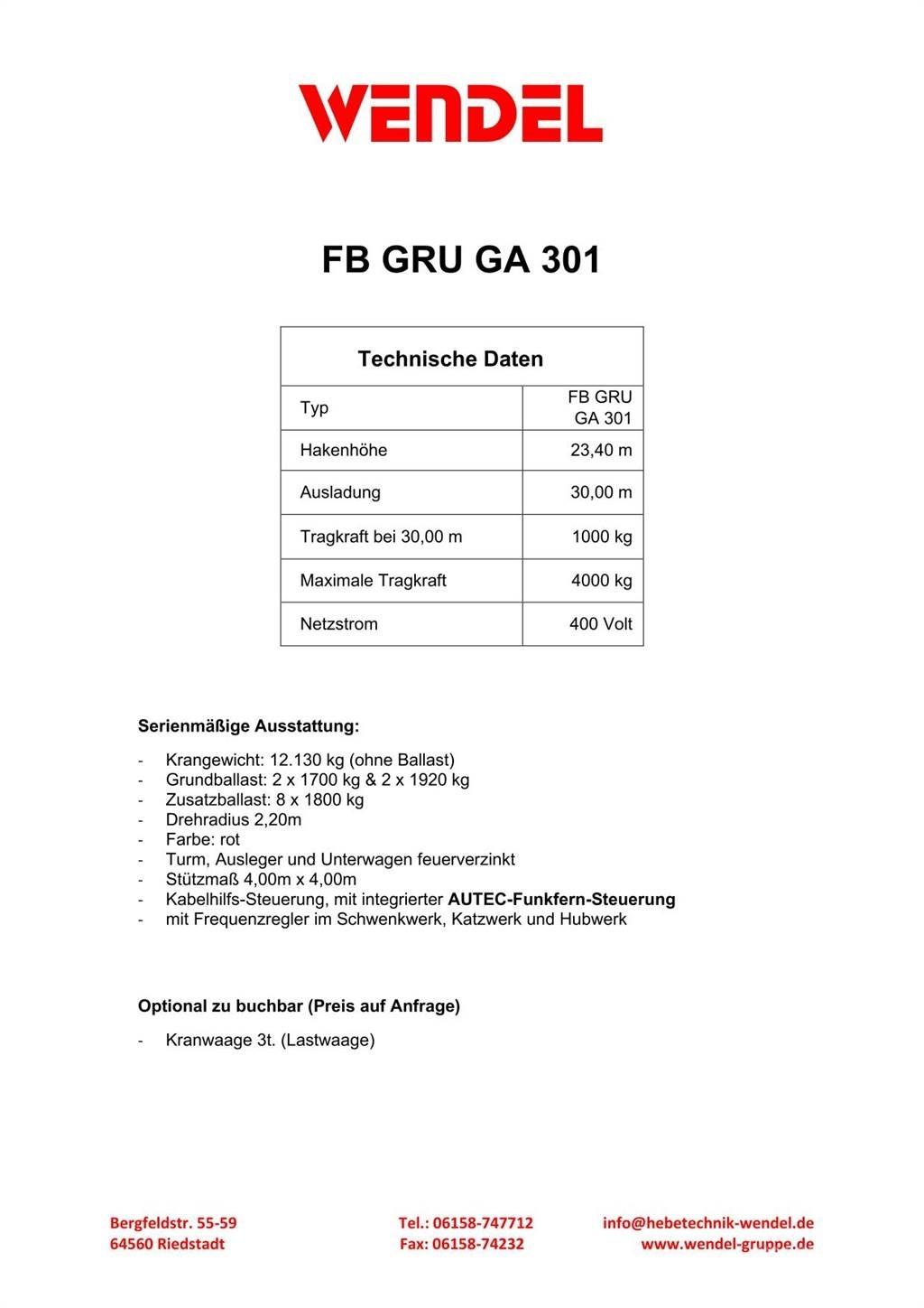FB GRU GA 301 Bygge- og tårnkraner