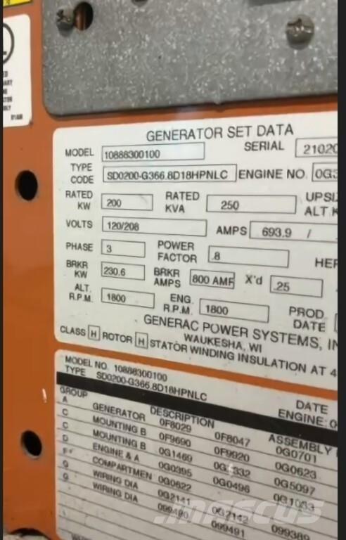 Generac SD200 Diesel Generatorer