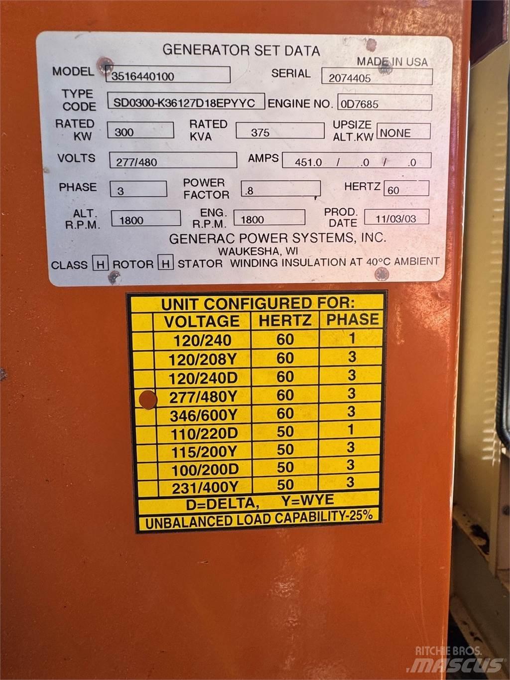 Generac SD300 Diesel Generatorer