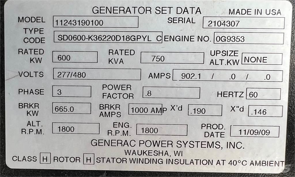 Generac SD600 Diesel Generatorer