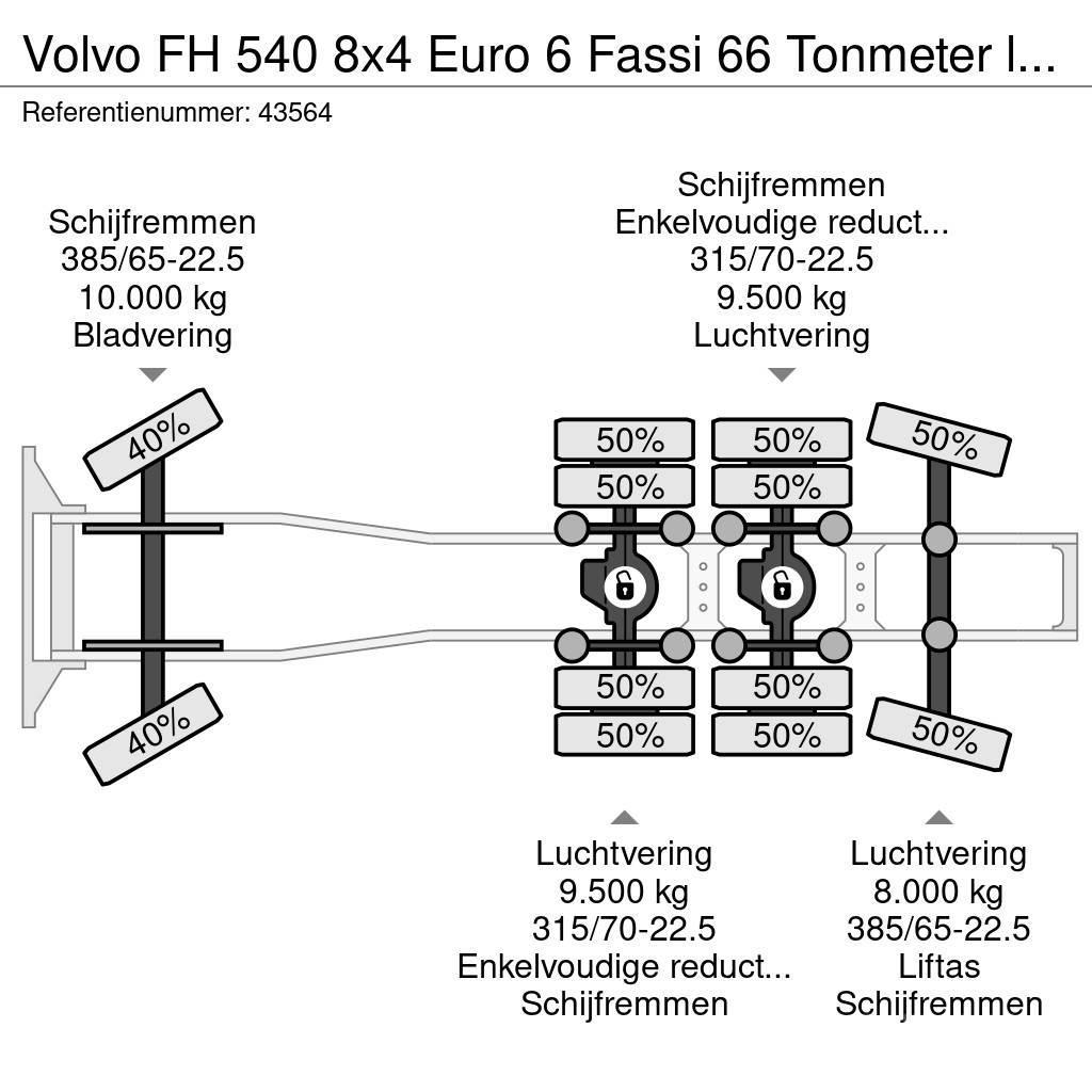 Volvo FH 540 8x4 Euro 6 Fassi 66 Tonmeter laadkraan + Fl Trekkvogner