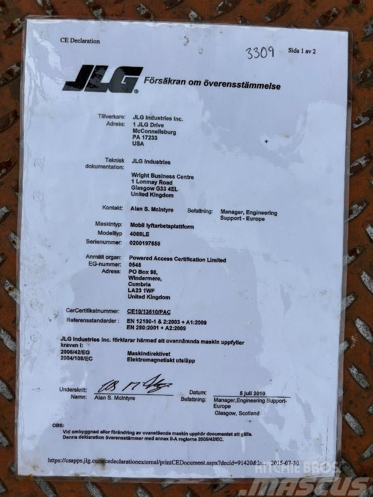 JLG 4069 LE hoogwerker 14m Sakselifter