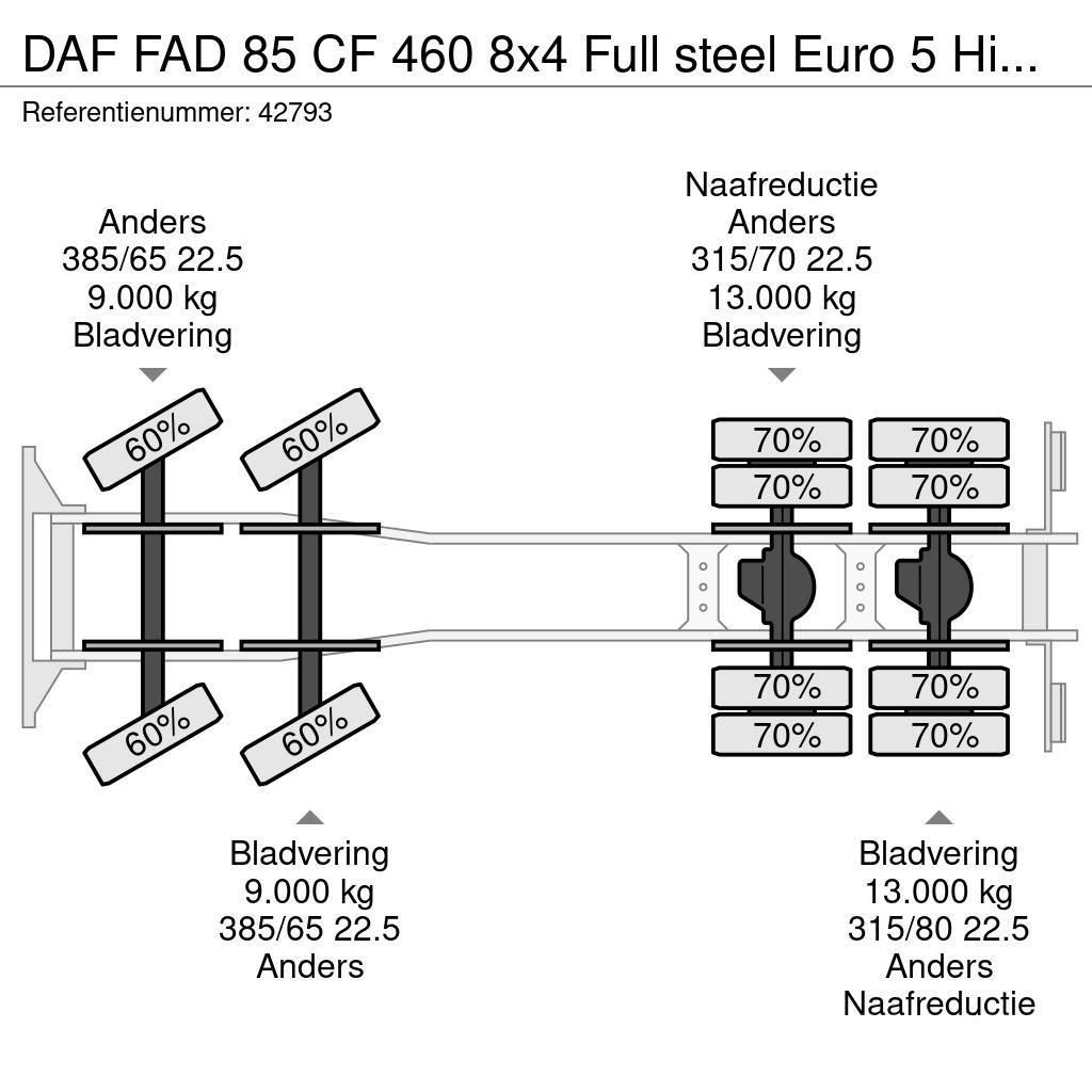 DAF FAD 85 CF 460 8x4 Full steel Euro 5 Hiab 20 Tonmet Krokbil