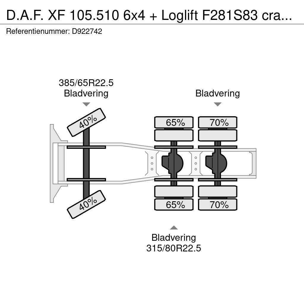 DAF XF 105.510 6x4 + Loglift F281S83 crane / timber tr Trekkvogner