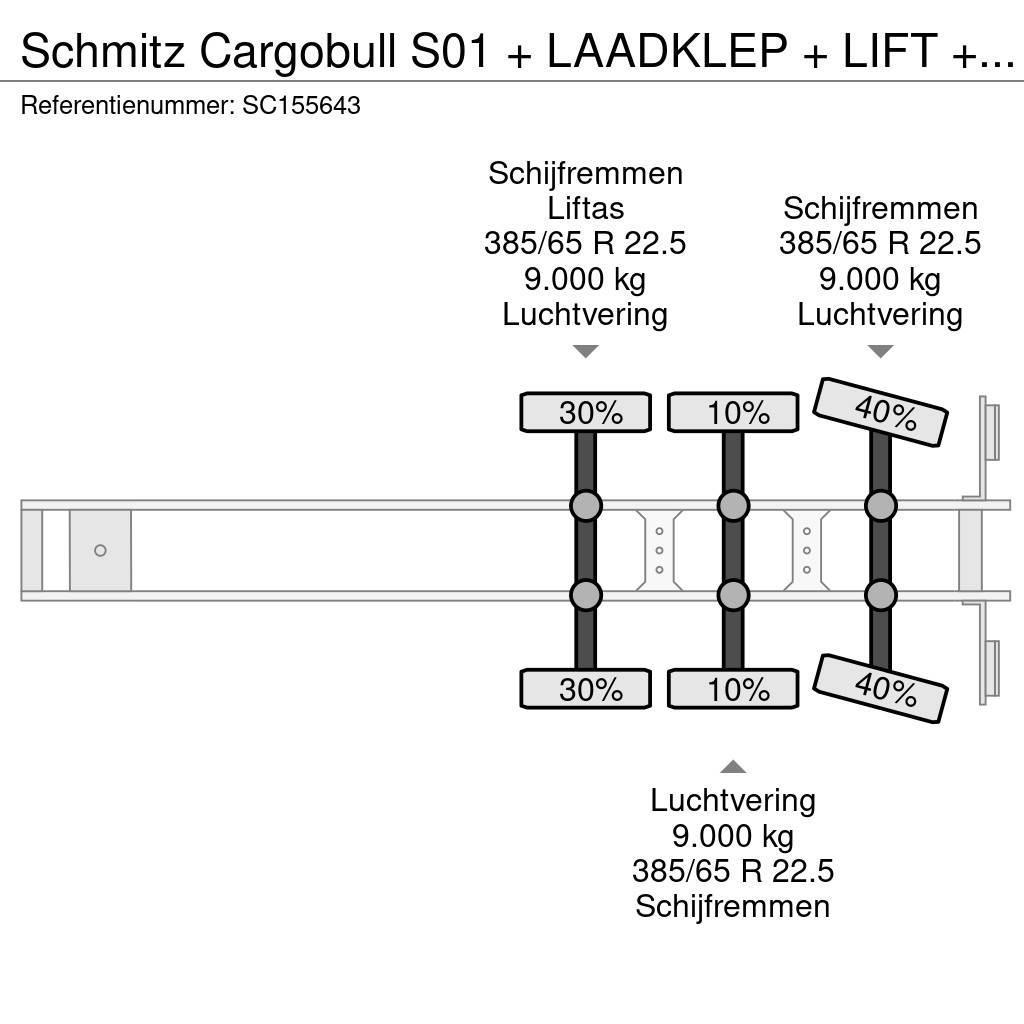 Schmitz Cargobull S01 + LAADKLEP + LIFT + STUURAS Gardintrailer