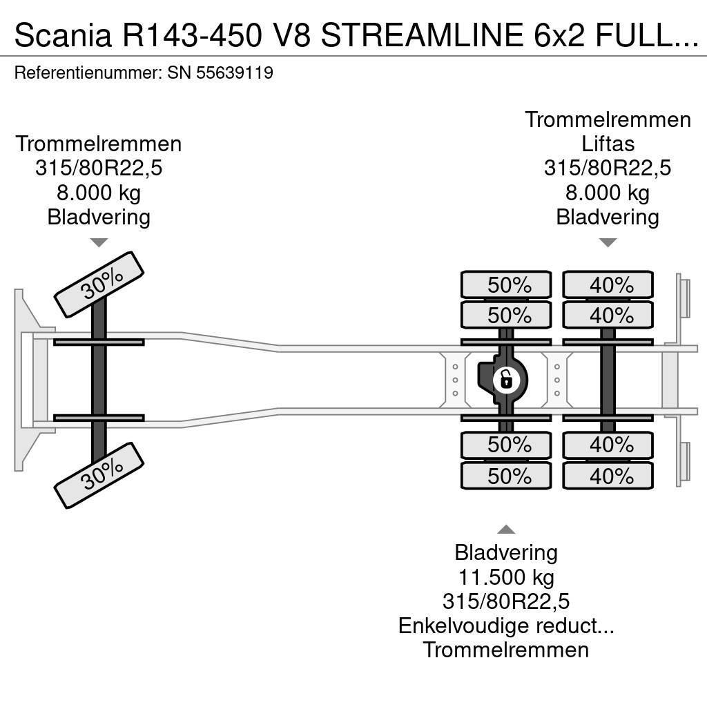 Scania R143-450 V8 STREAMLINE 6x2 FULL STEEL KIPPER (MANU Tippbil