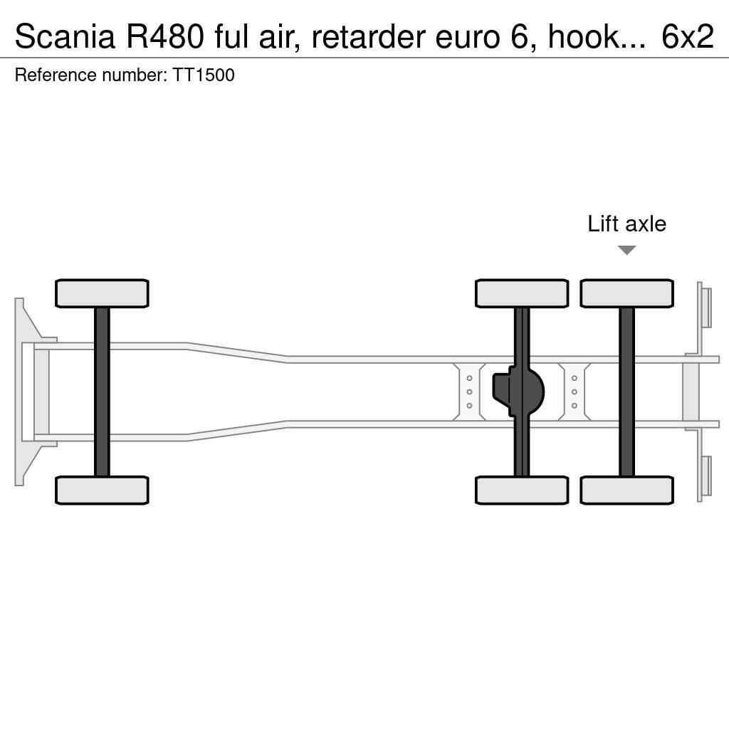 Scania R480 ful air, retarder euro 6, hooklift Krokbil