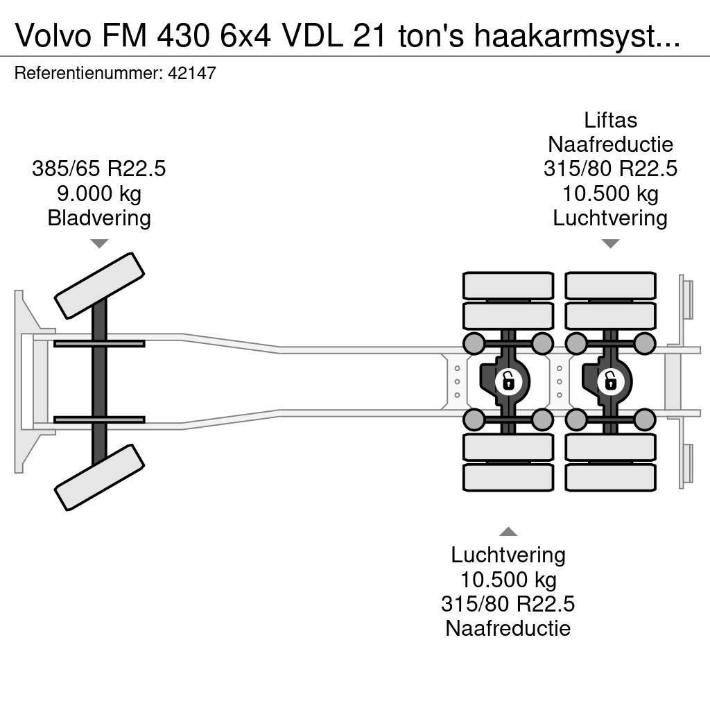 Volvo FM 430 6x4 VDL 21 ton's haakarmsysteem + Hefbare a Krokbil