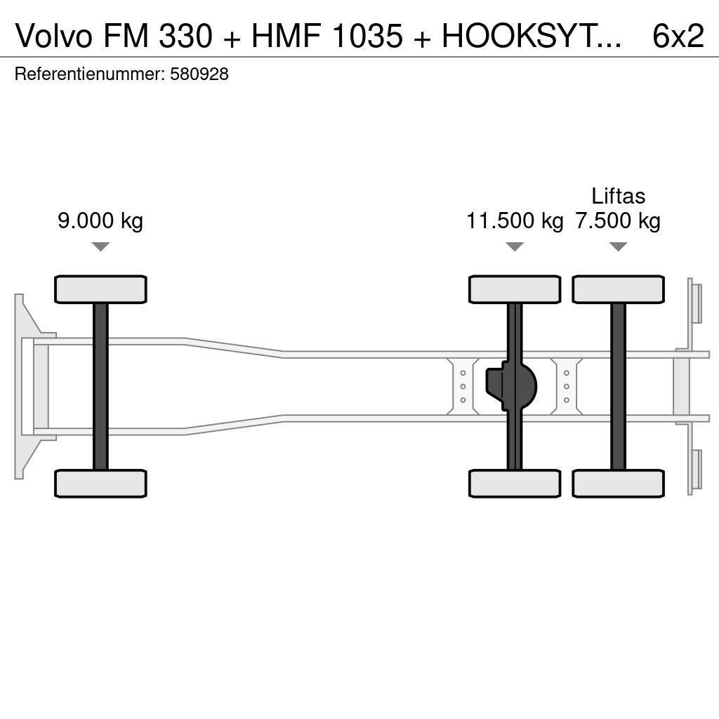 Volvo FM 330 + HMF 1035 + HOOKSYTEM HYVA + EURO 5 + 6X2 Krokbil