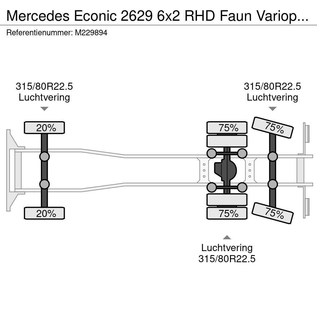 Mercedes-Benz Econic 2629 6x2 RHD Faun Variopress refuse truck Renovasjonsbil